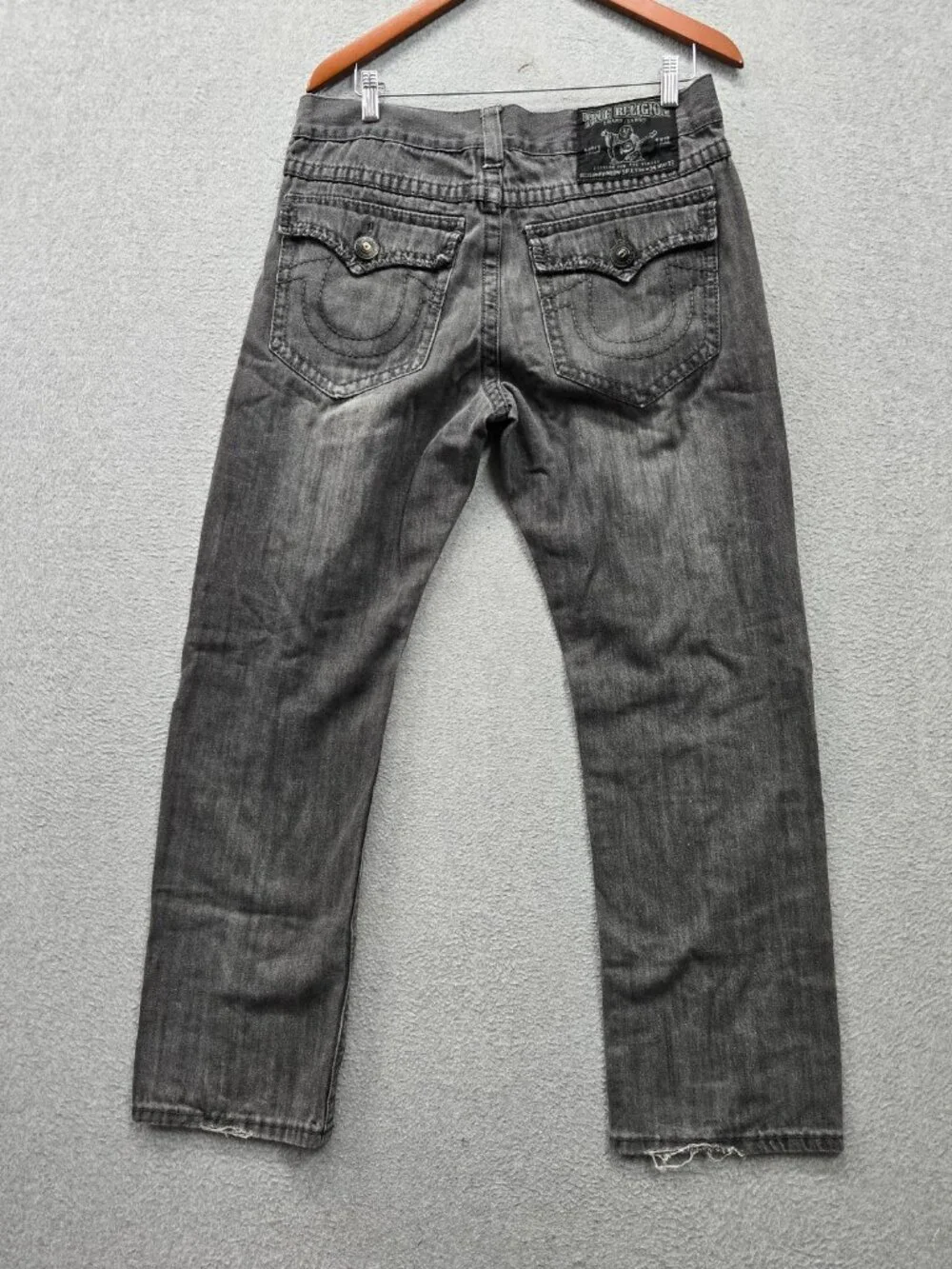 True Religion Men Jeans 34 Gray Denim Rainbow Billy Straight 30